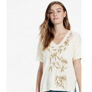 Lucky Brand gold embroirdered tee shirt